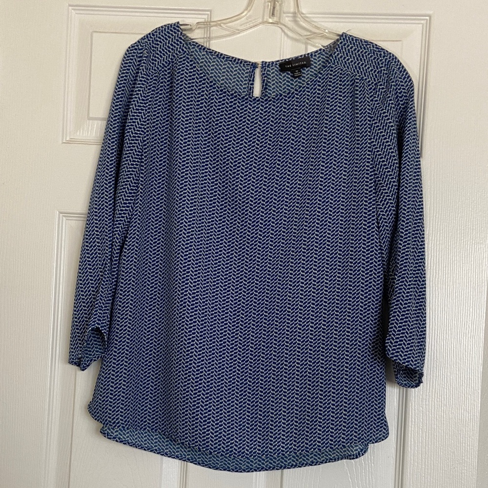 The Limited Navy and White Blouse